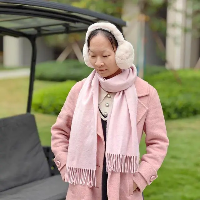 Alt view image 5 of 5 - Women Fuzzy Earmuffs, Teen Girls Foldable Warm Plush Ear Muffs Ear Warmers For Winter Cold Weather Ear Covers W-E-M2 (Pink)