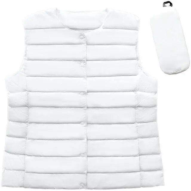 Main image of SYAYA Womens Puffer Vest, Crop Down Vest Sleeveless for Women, Winter Outerwear Warm Cropped Corduroy Jacket Coat U-SY-V1 (US, Alpha, XX-Large, Regular, Regular, White)