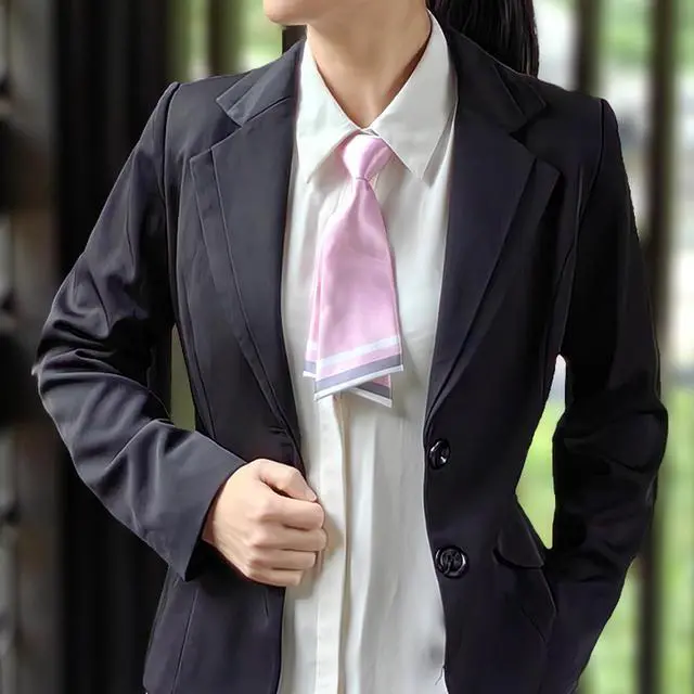 Alt view image 2 of 5 - SYAYA Professional Women Necktie, Pre-tied Office Ladies Tie For Janpanese JK & JC Uniform or Cosplay Accessory W-B-T-T9 (Pink)