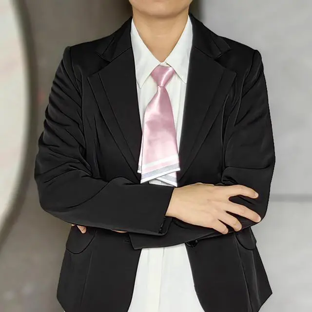 Alt view image 3 of 5 - SYAYA Professional Women Necktie, Pre-tied Office Ladies Tie For Janpanese JK & JC Uniform or Cosplay Accessory W-B-T-T9 (Pink)