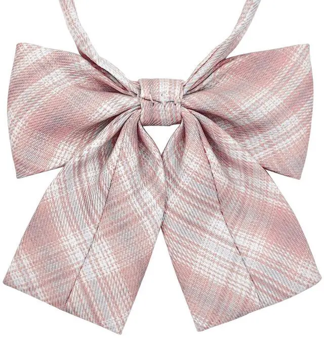 Alt view image 2 of 6 - Pre-Tied Japanese School Girl Uniform Bow Ties, Office Lady Uniform Bowtie/ Women kawaii Neck Tie for Cosplay WBT6 (Pink Plaid)