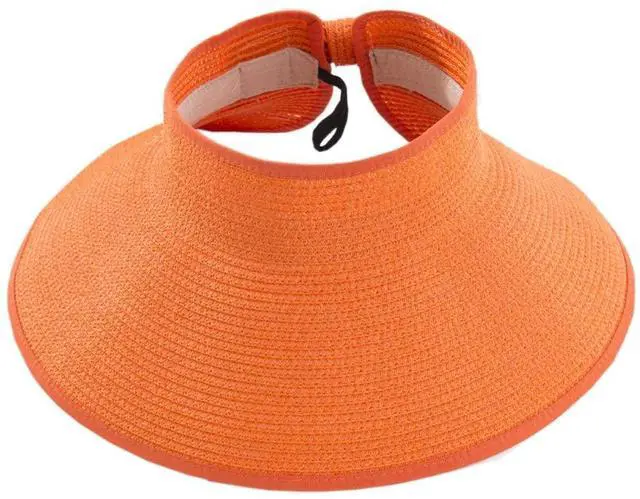 Main image of Large Sun Hats for Women Packable, Straw Oversized Beach Cap Wide Brim for UV Protection & Summer Travel U-S-M1Y (US, Alpha, One Size, Orange)