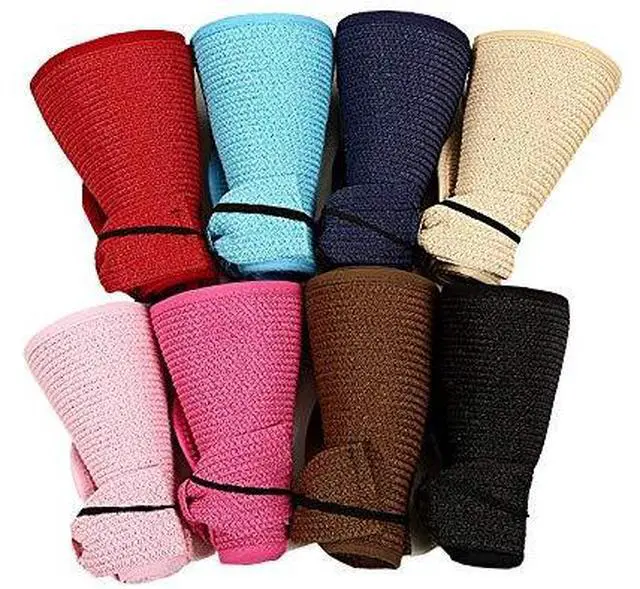 Alt view image 7 of 7 - Beach Hats for Women, Packable Straw Sun Hat with Wide Brim and Ponytail for UV Protection and Summer Travel SM01 (Navy Blue)