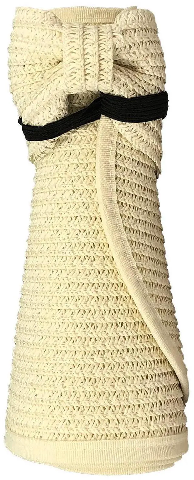 Alt view image 6 of 7 - Beach Hats for Women, Packable Straw Sun Hat with Wide Brim and Ponytail for UV Protection and Summer Travel SM01 (Navy Blue)