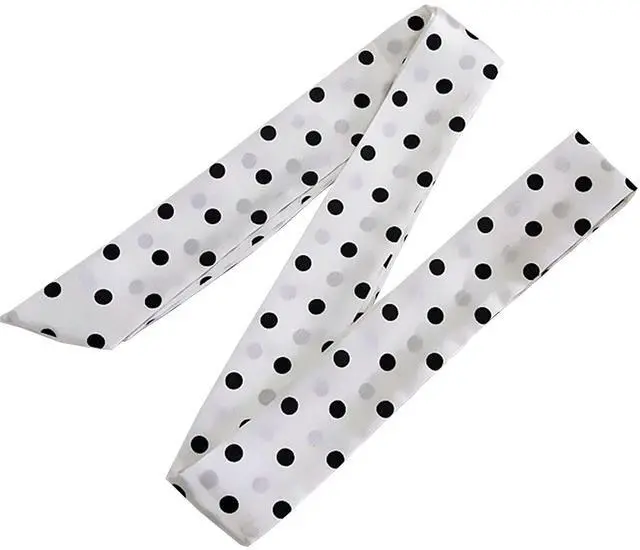 Alt view image 6 of 6 - Bow Tie for Women, Elegant Satin Bowtie Long Ribbon Self Tie & Adjustable for Dresses & Graduation & School Uniform W-B-T1 (White Dot)