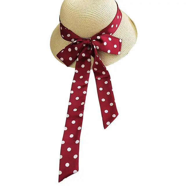 Alt view image 5 of 7 - SYAYA Womens Belts for Dress, Chiffon Cloth Sash Tie Waist Belt for Evening Dresses or Bridal Wedding & 50s Party WM-YD1 (Red With White Poke Dot)