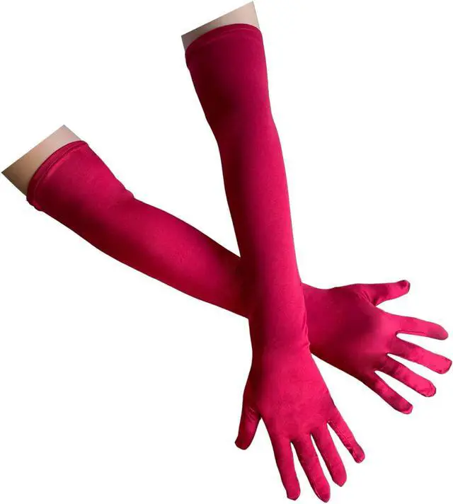 Main image of Long Satin Opera Glove For Women Formal, Elbow Length Glove For Bridal Evening Dance/Tea Party/Church/Wedding W-G-1 Burgundy