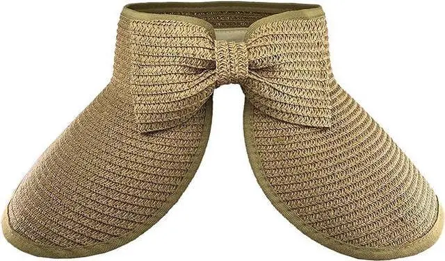Main image of Sun Hats Beach for Women Packable,  Folding Straw Sun Hat with Wide Brim and Ponytail for UV Protection and Summer Travel SM01