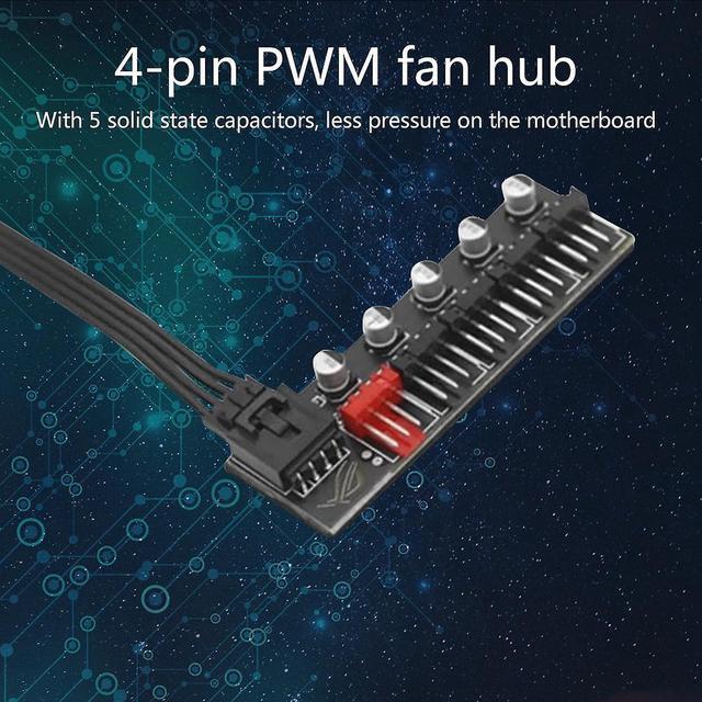 5 Port 4 Pin PC Cooling Fan Hub Splitter Speed Controller Adapter