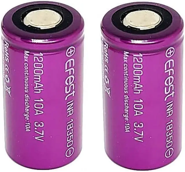 Main image of EFest 2PCS 18350 Rechargeable Battery 3.7V 1200mAh 10A Li-ion For Flashlight Torch Battery
