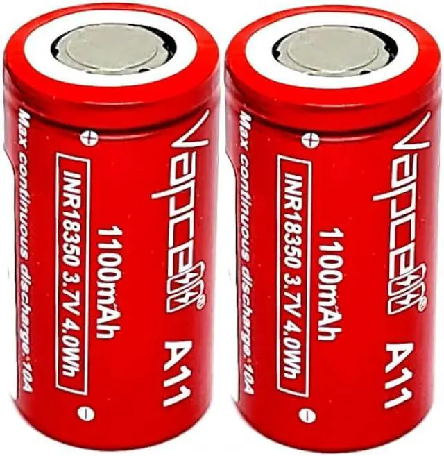 Main image of Vapcell 2PCS 18350 A11 Rechargeable Battery 3.7V 1100mAh 10A Li-ion For Flashlight Torch Battery