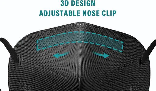 Alt view image 3 of 7 - KN95 Face Masks 20Pack, 6-Ply Breathable Disposable Face Mask Filter Efficiency95%, Black, Each mask is Individually Wrapped