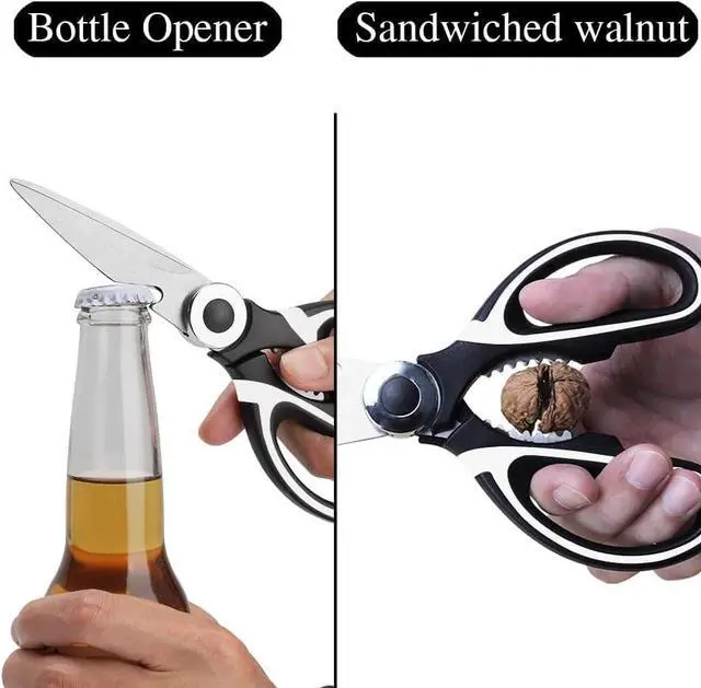 Alt view image 5 of 7 - ZUIKEMX Sharp Kitchen Shears with Cover, Heavy Duty Stainless Steel Multipurpose Scissors for Chicken, Poultry, Fish, Meat, Herbs, Vegetables, BBQ, Bones, Flowers, Nuts