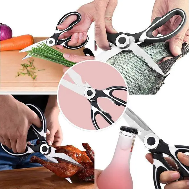 Alt view image 7 of 7 - ZUIKEMX Sharp Kitchen Shears with Cover, Heavy Duty Stainless Steel Multipurpose Scissors for Chicken, Poultry, Fish, Meat, Herbs, Vegetables, BBQ, Bones, Flowers, Nuts