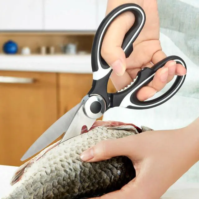 Alt view image 6 of 7 - ZUIKEMX Sharp Kitchen Shears with Cover, Heavy Duty Stainless Steel Multipurpose Scissors for Chicken, Poultry, Fish, Meat, Herbs, Vegetables, BBQ, Bones, Flowers, Nuts