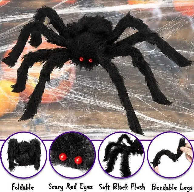 Alt view image 3 of 7 - ZUIKEMX Giant Fake Spiders for Halloween Decoration, 35 Inch Halloween Spider for Indoor Outdoor Yard Halloween Decoration Party Decor