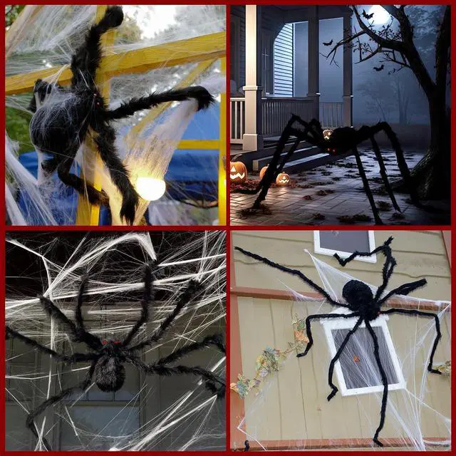 Alt view image 4 of 7 - ZUIKEMX Giant Fake Spiders for Halloween Decoration, 35 Inch Halloween Spider for Indoor Outdoor Yard Halloween Decoration Party Decor
