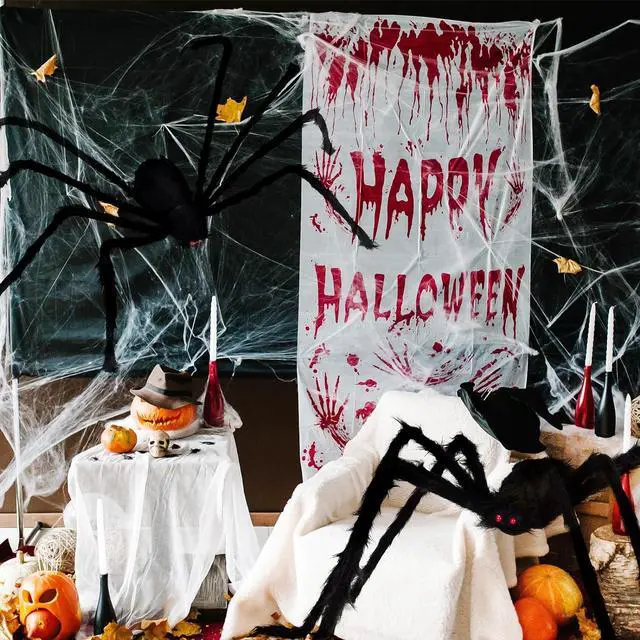 Alt view image 5 of 7 - ZUIKEMX Giant Fake Spiders for Halloween Decoration, 35 Inch Halloween Spider for Indoor Outdoor Yard Halloween Decoration Party Decor