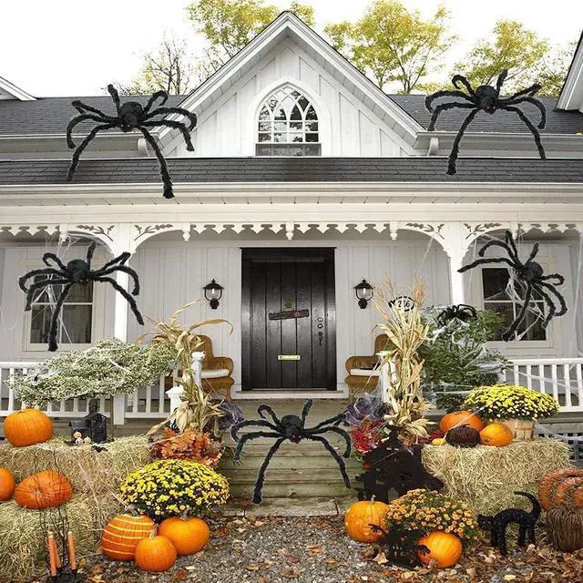 Alt view image 7 of 7 - ZUIKEMX Giant Fake Spiders for Halloween Decoration, 35 Inch Halloween Spider for Indoor Outdoor Yard Halloween Decoration Party Decor