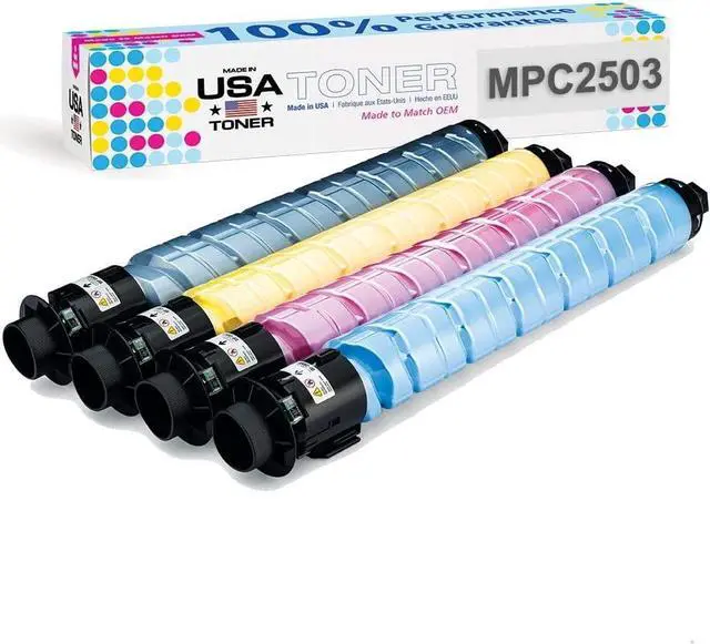 Main image of MADE IN USA TONER Compatible Replacement for Ricoh MP C2003 MP C2503 MP C2004 MP C2504 Lanier Savin MP C2003 MP C2503 (Black, Cyan, Yellow, Magenta, 4 Pack)