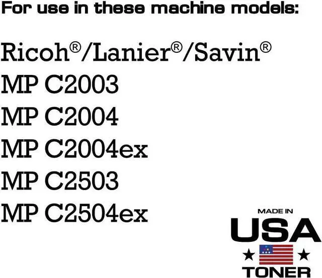Alt view image 2 of 6 - MADE IN USA TONER Compatible Replacement for Ricoh MP C2003 MP C2503 MP C2004 MP C2504 Lanier Savin MP C2003 MP C2503 (Black, Cyan, Yellow, Magenta, 4 Pack)
