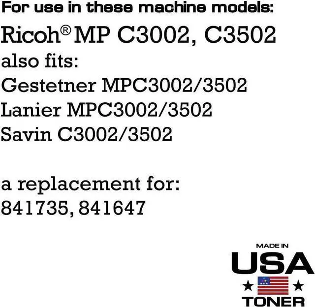 Alt view image 2 of 7 - MADE IN USA TONER Compatible Replacement for Ricoh Savin MP C3002 MP C3502 MPC3002 MPC3502 841735 - (Black, 2 Pack) 28,000 Pages