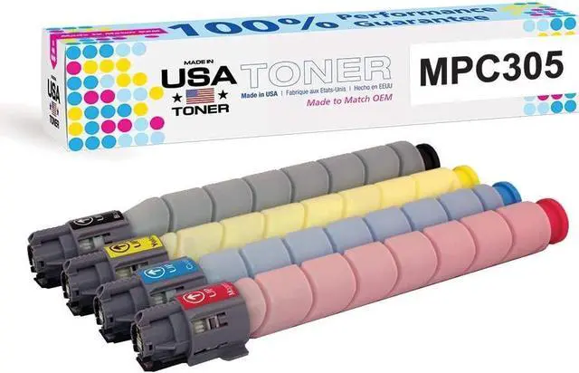 Main image of MADE IN USA TONER Compatible Replacement for Ricoh Aficio Savin Lanier MP C305SP, C305SPF (Black, Cyan, Magenta, Yellow, 4 Pack)