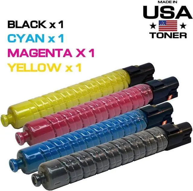 Alt view image 3 of 7 - MADE IN USA TONER Compatible Replacement for Ricoh Aficio MP C2800, MP C3300, Replacement for 841276 841423 841422 841421 (Black, Cyan, Yellow, Magenta, 4 Pack)