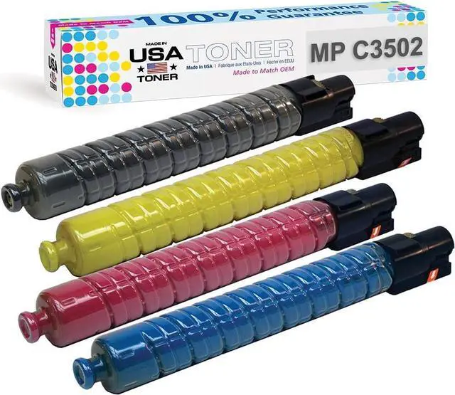 Main image of MADE IN USA TONER Compatible Replacement for Ricoh Aficio Savin MP C3002 MP C3502 MPC3002 MPC3502-841735 841738 841737 841736 - (Black Cyan Magenta Yellow, 4 Pack) Black 28,000 - Color 18,000 Pages