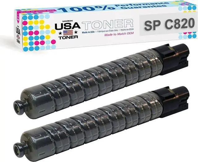 Main image of MADE IN USA TONER Compatible Replacement for Ricoh SP C820 SP C821 821026, 821034 (Black, 2 Pack)