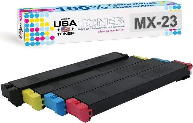 Main image of MADE IN USA TONER Compatible Replacement for Sharp MX 1810U, 2010U, 2310U, 3111U, 2314N, 2614N, 3114N, 2616N, 3116N, MX-23NT (Black,Cyan,Yellow,Magenta, 4 Pack)