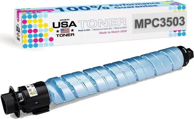 Main image of MADE IN USA TONER Compatible Replacement for Ricoh MP C3003, MP C3004, MP C3504, MP C3004ex, MP C3504ex, 841816, 841820 (Cyan)
