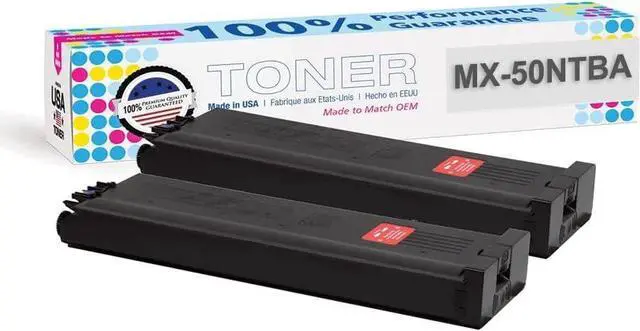 Main image of MADE IN USA TONER Compatible Replacement for Sharp MX-50NTBA, MX-4100N,4101N,5000N,5001N (Black, 2 Pack)