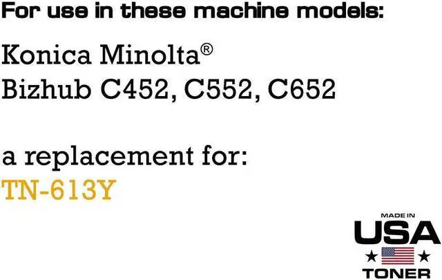 Alt view image 2 of 2 - Compatible Konica Minolta Bizhub C452, C552, C652, TN613Y, TN-613Y Toner (Yellow)