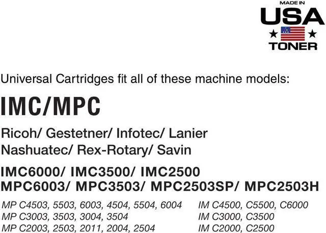 Alt view image 2 of 2 - Compatible Ricoh MPC6004, IMC6000 CMYK Toner Set of 4