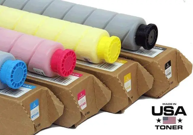 Alt view image 3 of 7 - MADE IN USA TONER Compatible Replacement for Ricoh Aficio Savin MP C300, C400, MP C401 (Black, Cyan, Yellow, Magenta, 4 Pack)