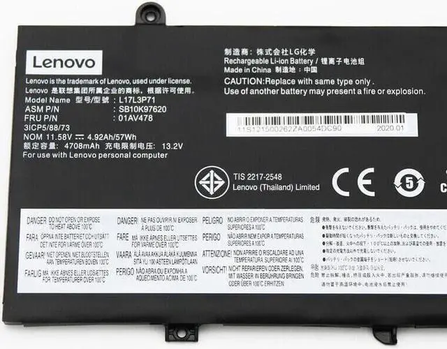 Alt view image 3 of 3 - New Genuine Battery 01AV478 01AV480 For Lenovo ThinkPad T480s L17L3P71 L17M3P71