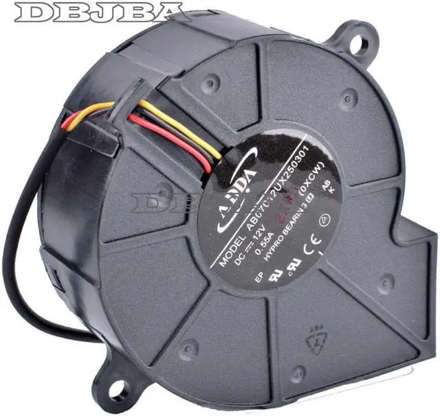 Alt view image 3 of 6 - DBTLAP Fan for AB07012UX250301 7cm 12V 0.55A Centrifugal Turbine Projector Blower Cooling Fan-Hole Position Distance 75mm