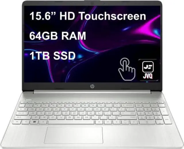 Main image of HP Pavilion Laptop, 15.6" HD Touchscreen, Intel Core i3-1115G4 (up to 4.1 GHz) Processor, 64GB RAM, 1TB SSD, USB-C, HDMI, Windows 11 Home, Silver, JVQ MP
