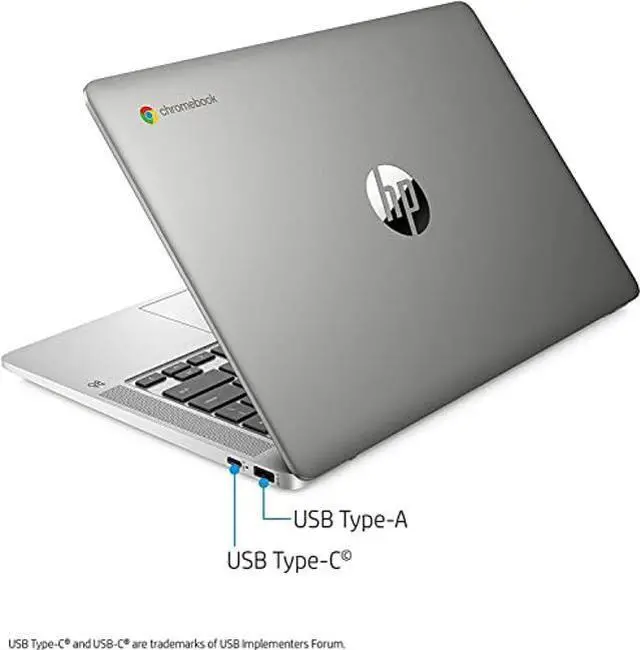 Alt view image 3 of 5 - HP Chromebook 14A-NA0031WM 14" 4GB 64GB Intel Pentium Silver N5000 X4 1.1GHz Chrome OS, Silver