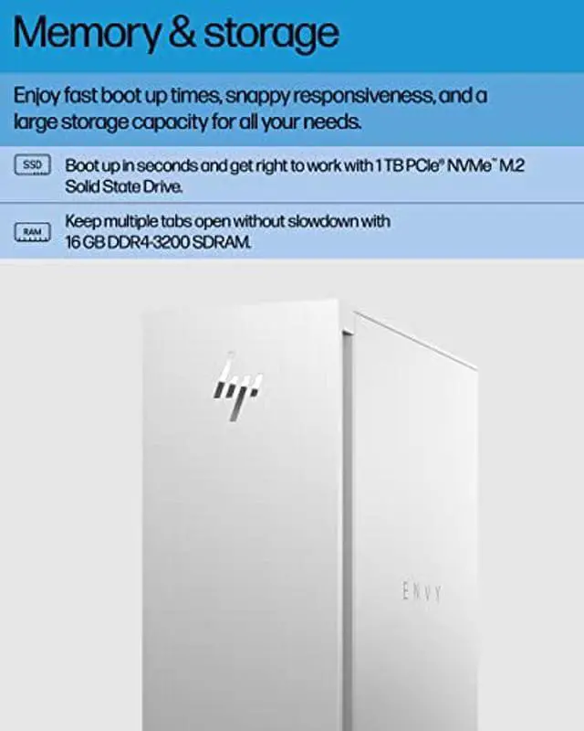 Alt view image 3 of 5 - HP Envy Desktop Bundle PC, NVIDIA GeForce RTX 3070 Graphics,12th Generation Intel Core i9 Processor, 16 GB SDRAM, 1 TB SSD, Windows 11 Home OS, Wi-Fi & Bluetooth (TE02-0042, 2022)