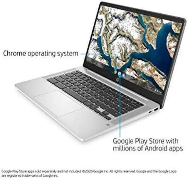 Alt view image 5 of 5 - HP 14 Pentium Chromebook Laptop I 14" HD SVA Display I Intel Quad-Core Pentium Silver N5000 I 4GB DDR4 64GB eMMC I Type-C B&O WebcamHP Fast Charge Chrome OS + 16GB Micro SD Card