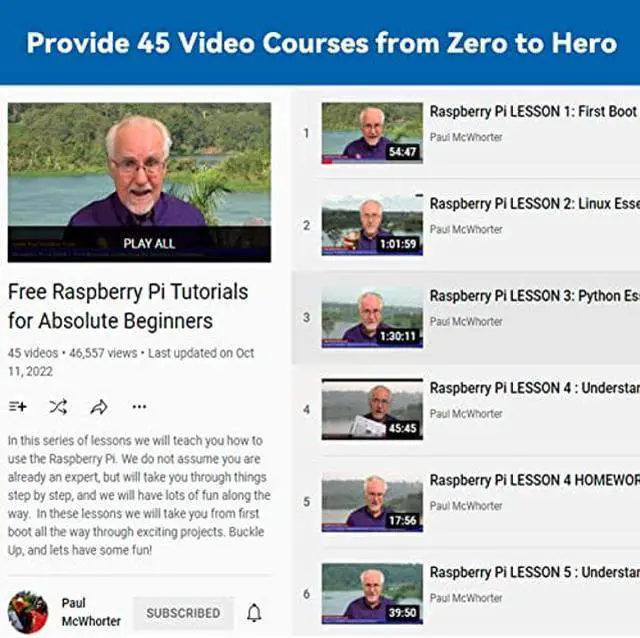 Alt view image 2 of 5 - SunFounder Raspberry Pi Ultimate Starter Kit for Raspberry Pi 4B 3B+ 400, Python C Java Scratch Node.js, Detailed Online Tutorials, 161 Projects, 337 Items (Camera Module, Speaker, I2C LCD, etc)