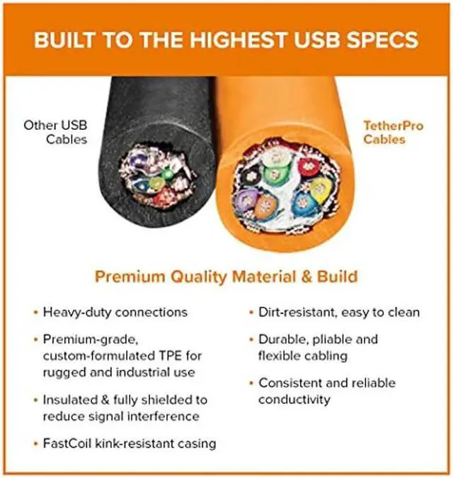 Alt view image 5 of 5 - Tether Tools TetherPro USB-C to USB-C Cable | for Power Delivery, Fast Transfer and Connection Between Camera and Computer | High Visibility Orange | 15 feet (4.6 m)
