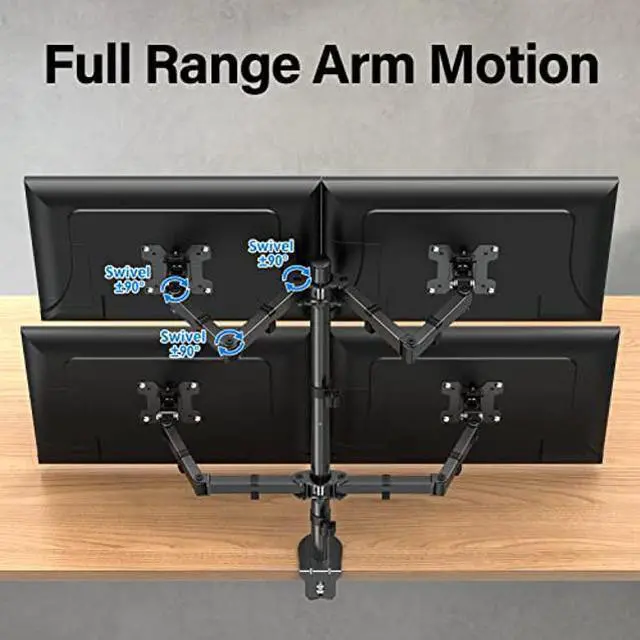 Alt view image 3 of 4 - MOUNTUP Quad Monitor Stand, 4 Monitor Desk Mount for 13 to 32 inch Computer Screens, Fully Adjustable Stacked Mount with Tilt Swivel, Four Heavy Duty Monitor Mount, Holds up to 17.6lbs per Arm, MU3007