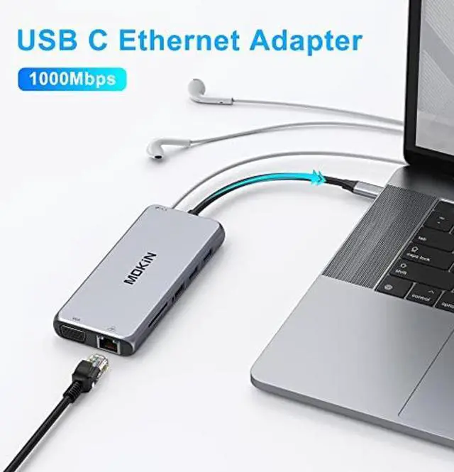 Alt view image 4 of 4 - USB C Docking Station Dual Monitor, 12 in 1 USB C Laptop Docking Station USB C Hub Multiport Adapter Dongle with 2 HDMI VGA 3 USB SD/TF Audio for Dell/Surface/HP/Lenovo Laptops