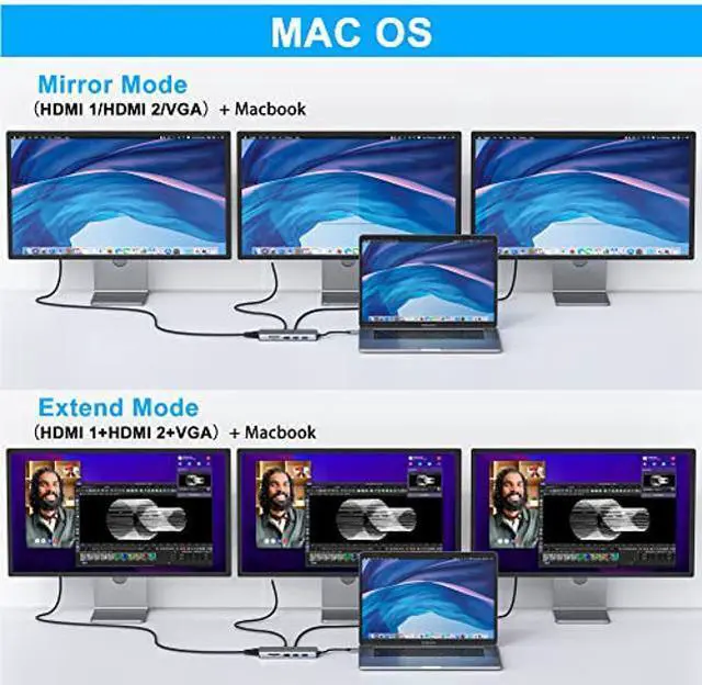 Alt view image 2 of 4 - USB C Docking Station Dual Monitor, 12 in 1 USB C Laptop Docking Station USB C Hub Multiport Adapter Dongle with 2 HDMI VGA 3 USB SD/TF Audio for Dell/Surface/HP/Lenovo Laptops