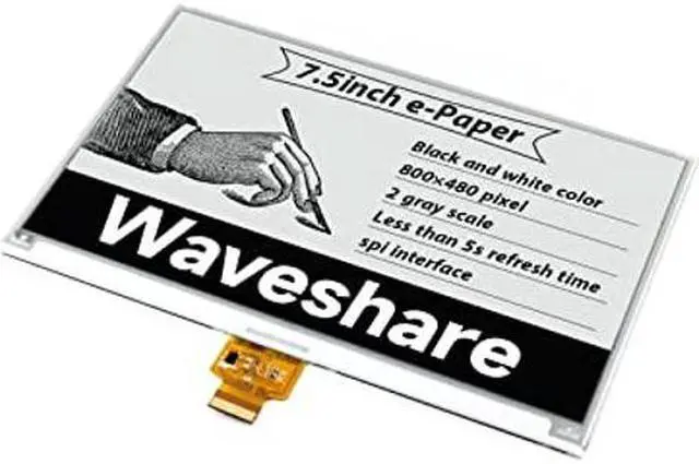 Alt view image 4 of 5 - waveshare 7.5inch E-Ink Raw Display Compatible with Raspberry Pi 4B/3B+/3B/2B/B+/A+/Zero/Zero W/WH/Zero 2W Series Boards 800x480 Resolution with SPI Interface Without PCB