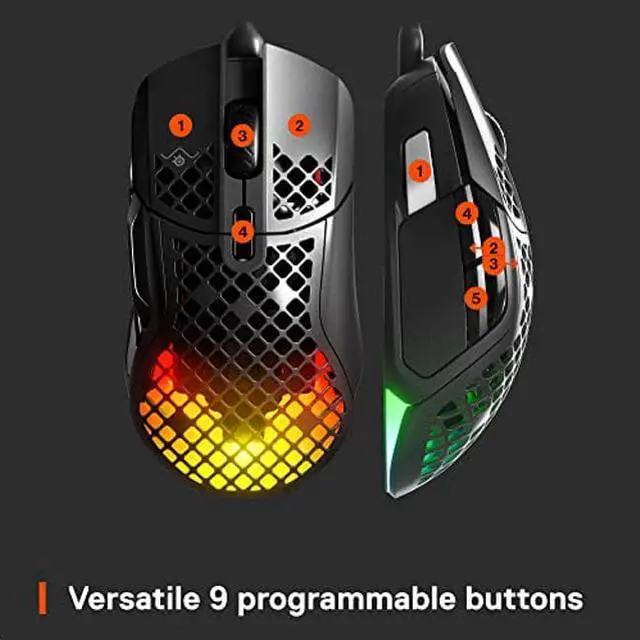 Alt view image 4 of 5 - SteelSeries Aerox 5 - Lightweight Gaming Mouse - 18000 CPI -- TrueMove Air Optical Sensor - Ultra-lightweight Water Resistant Design - Universal USB-C Connectivity