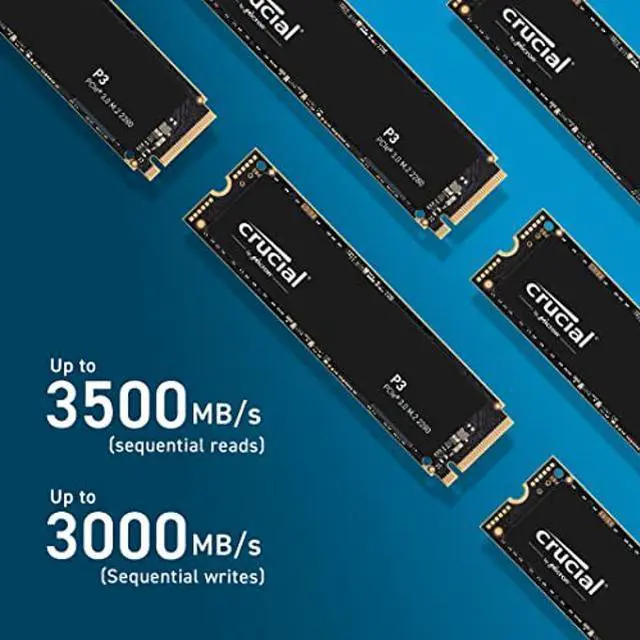 Alt view image 3 of 5 - Crucial P3 1TB PCIe Gen3 3D NAND NVMe M.2 SSD, up to 3500MB/s - CT1000P3SSD8